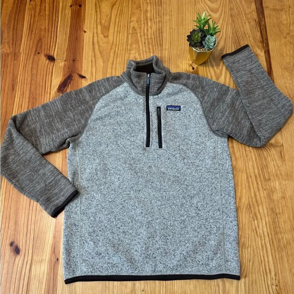 Patagonia Mens Gray Brown 1/4 Zip Better Sweater Fleece Jacket Size Medium 25522